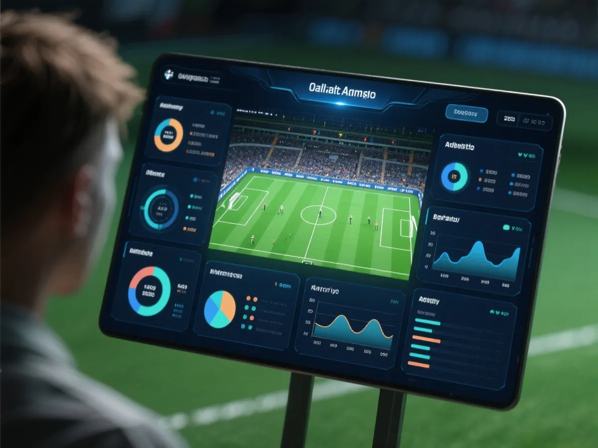 虚拟足球赛事与数据界面示意图